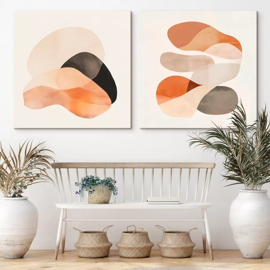 murales de pared Composición de formas suaves y redondeadas y sombras delicadas en un estilo de cartel artístico m30358