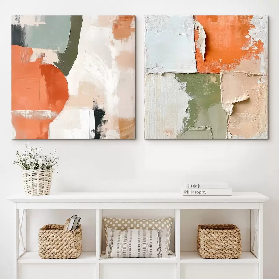 murales de pared Abstracción con capas de pintura y bloques de colores contrastantes m30360