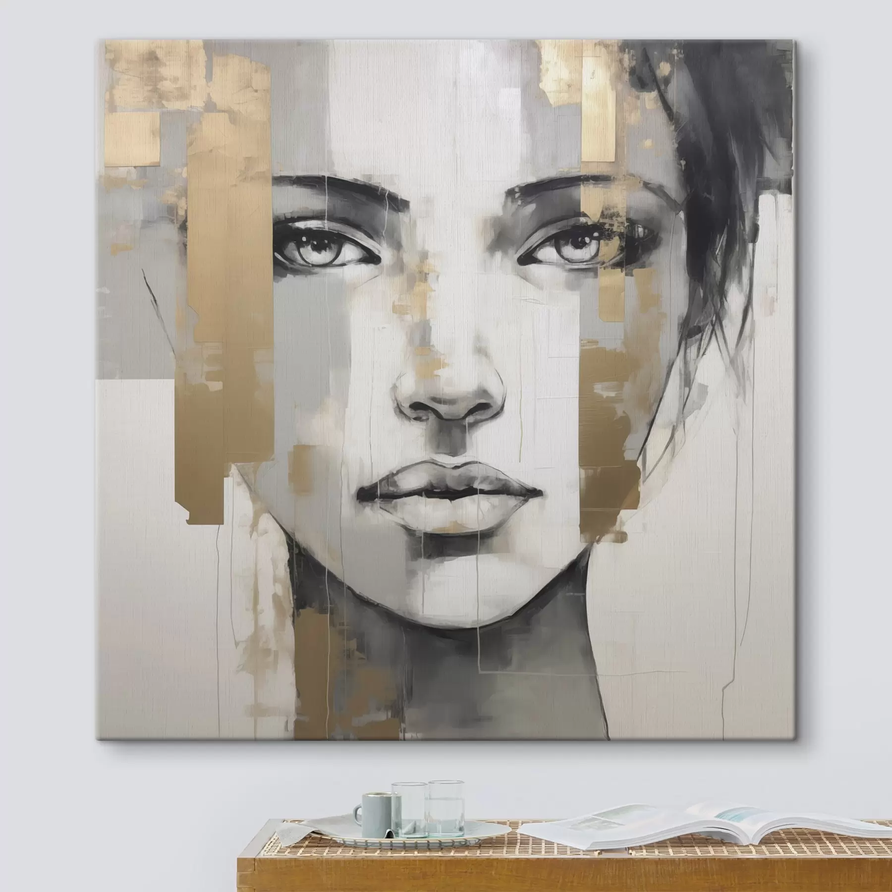 murales de pared Imitación de un retrato femenino pintado s49055