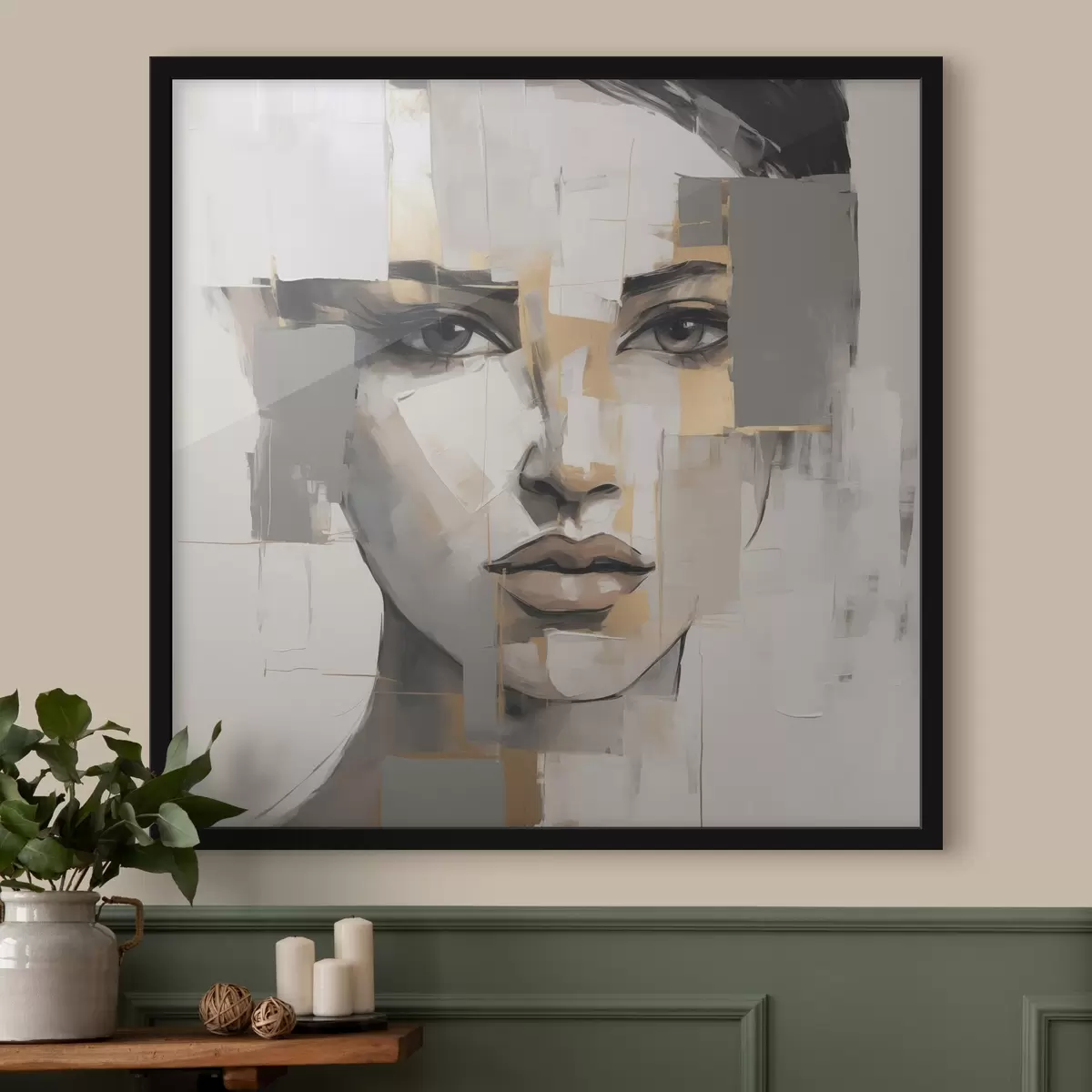 Poster Retrato femenino abstracto imitación de pintura f49056