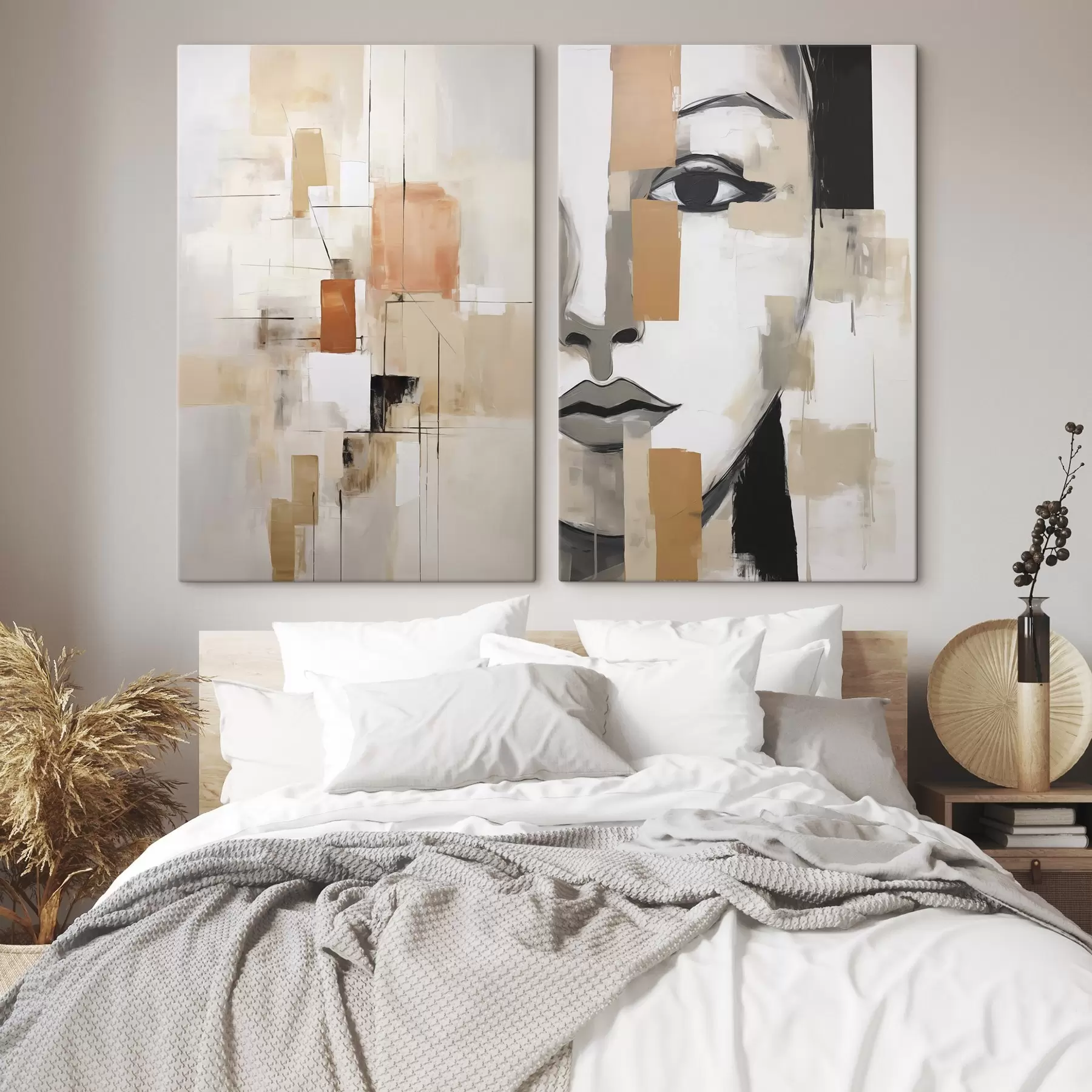 murales de pared Imitación de un retrato femenino y una pintura abstracta m30440