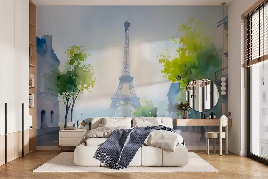 murales de pared París, un paisaje urbano en acuarela pintado «à la prima» w05566