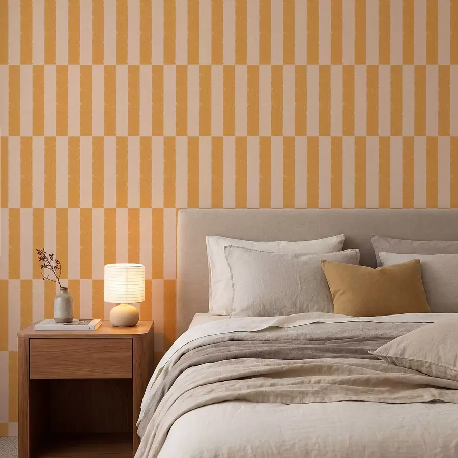 murales de pared Rayas verticales naranjas sobre fondo beige a01190v3