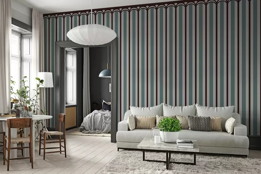 murales de pared Adorno vertical en tonos azules y marrones w05610v5