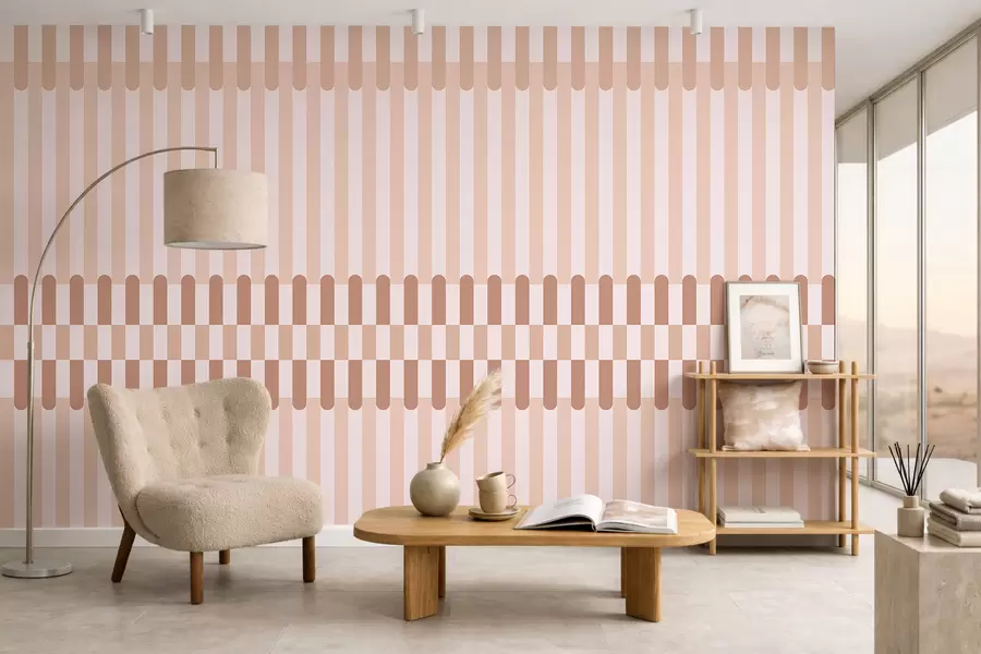 murales de pared Estampado a rayas en tonos rosa claro w05150v1