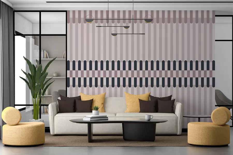 murales de pared Diseño a rayas en tonos crema y azul oscuro w05150v2