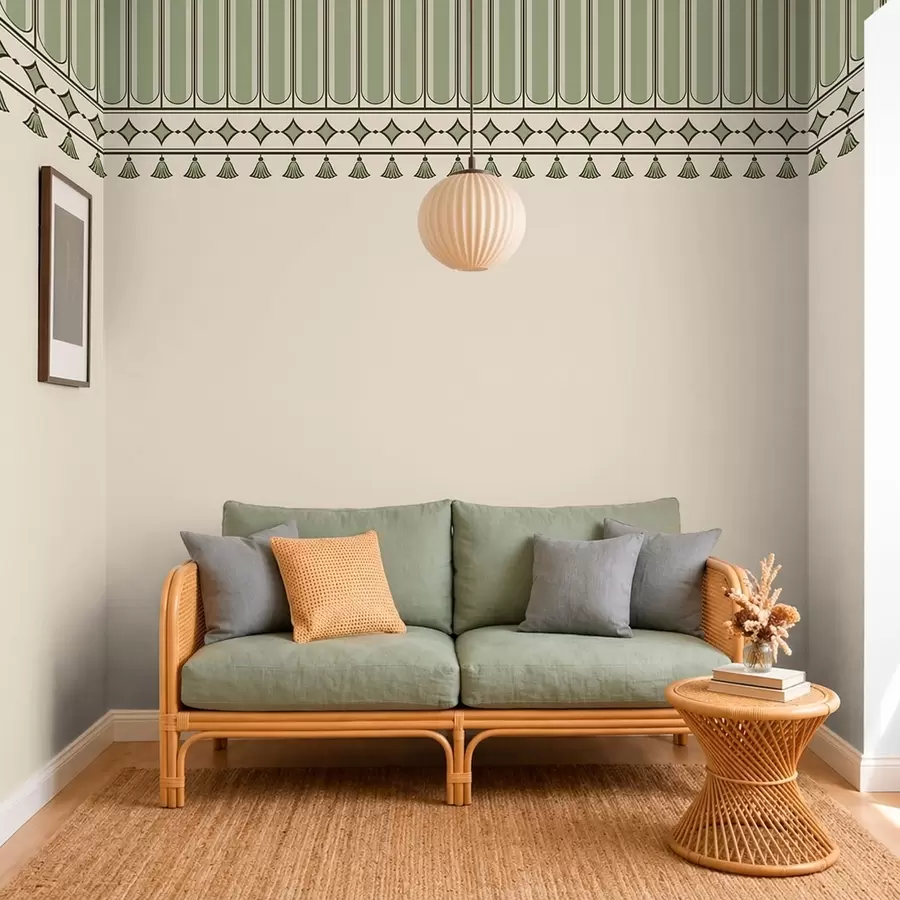 murales de pared Borde decorativo en tonos verdes w05151v1