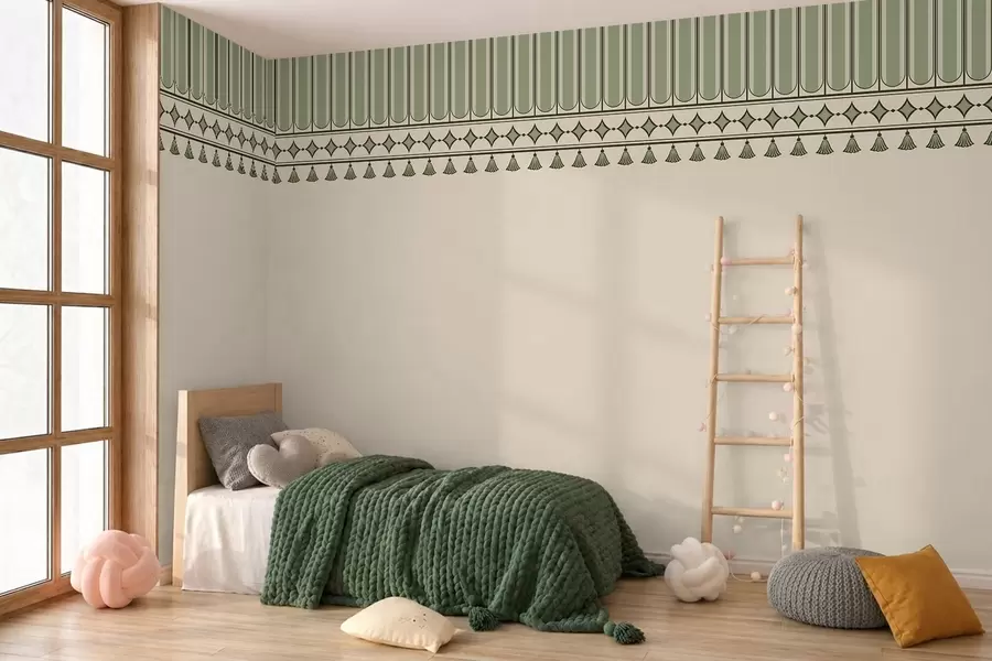 murales de pared Borde decorativo en tonos verdes w05151v1