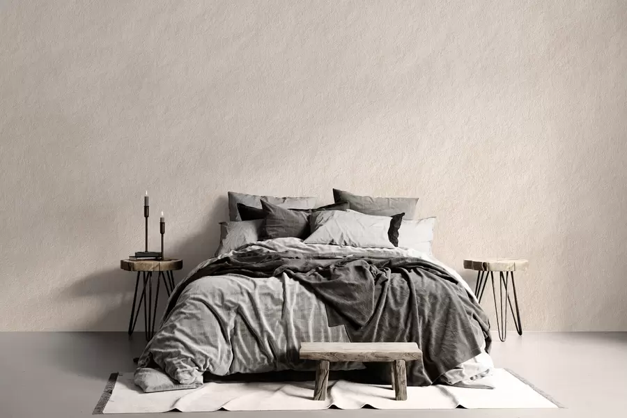 murales de pared Fondo beige claro con efecto de yeso decorativo, estilo minimalista, textura de piedra w09800