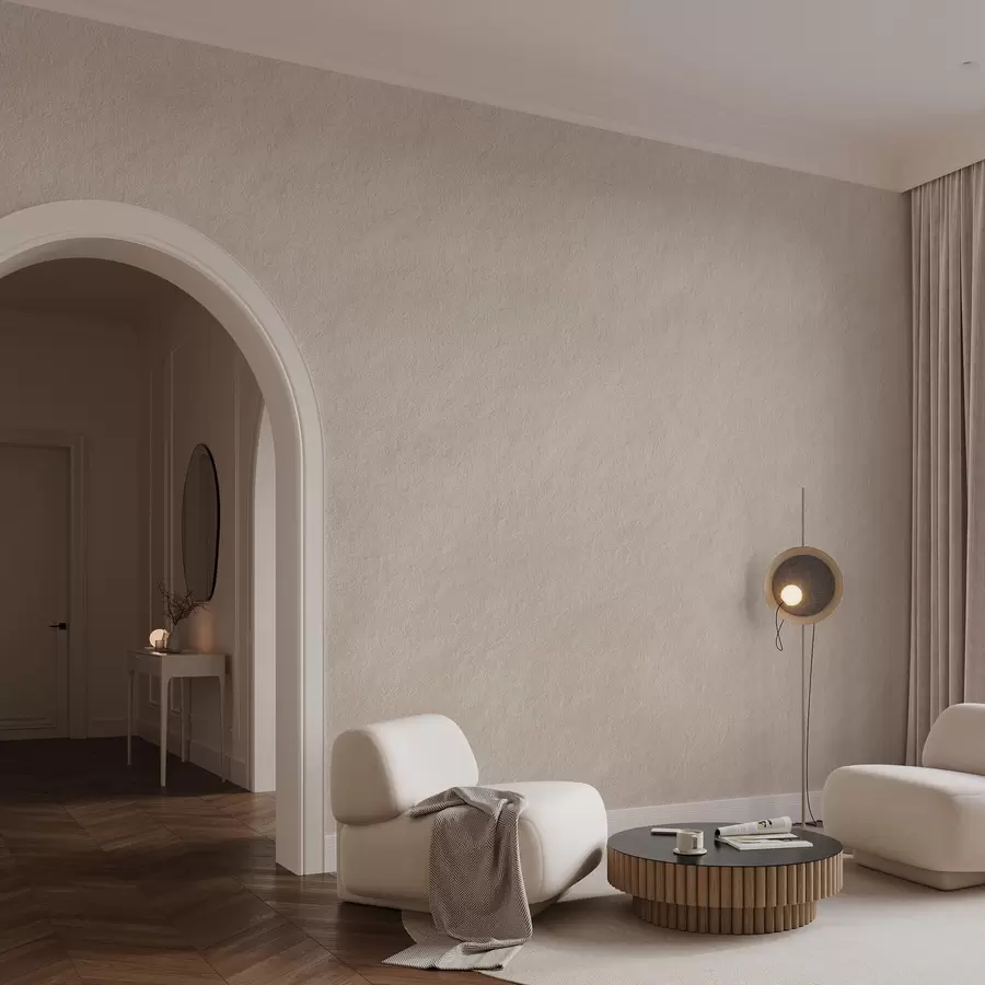 murales de pared Fondo beige claro con efecto de yeso decorativo, estilo minimalista, textura de piedra w09800