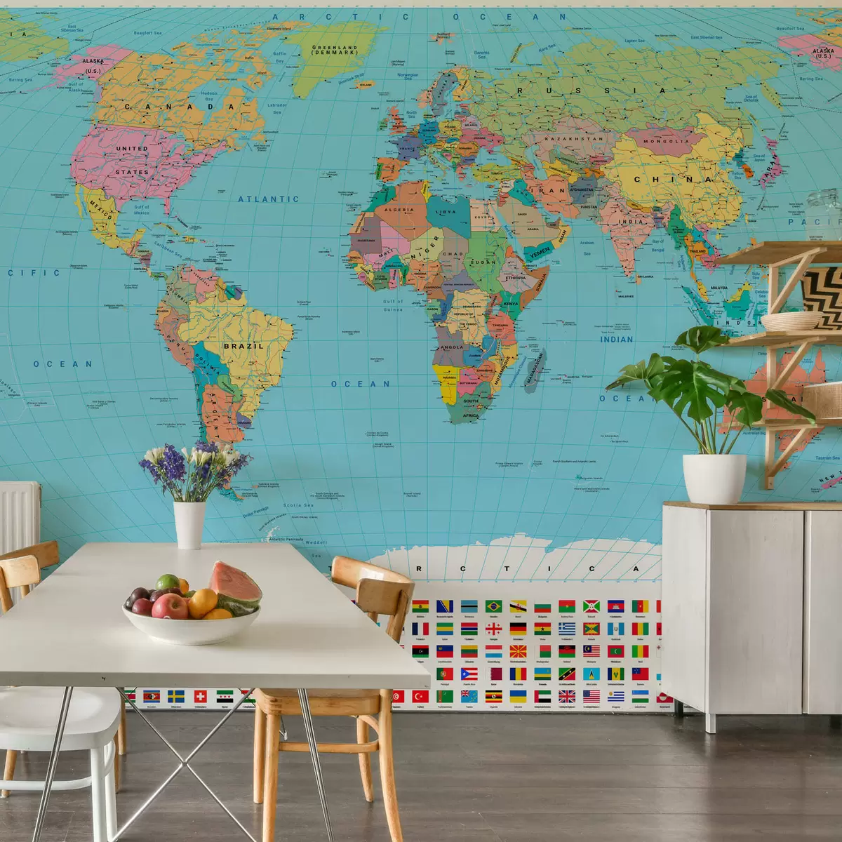 murales de pared Mapa del mundo en inglés c00004en