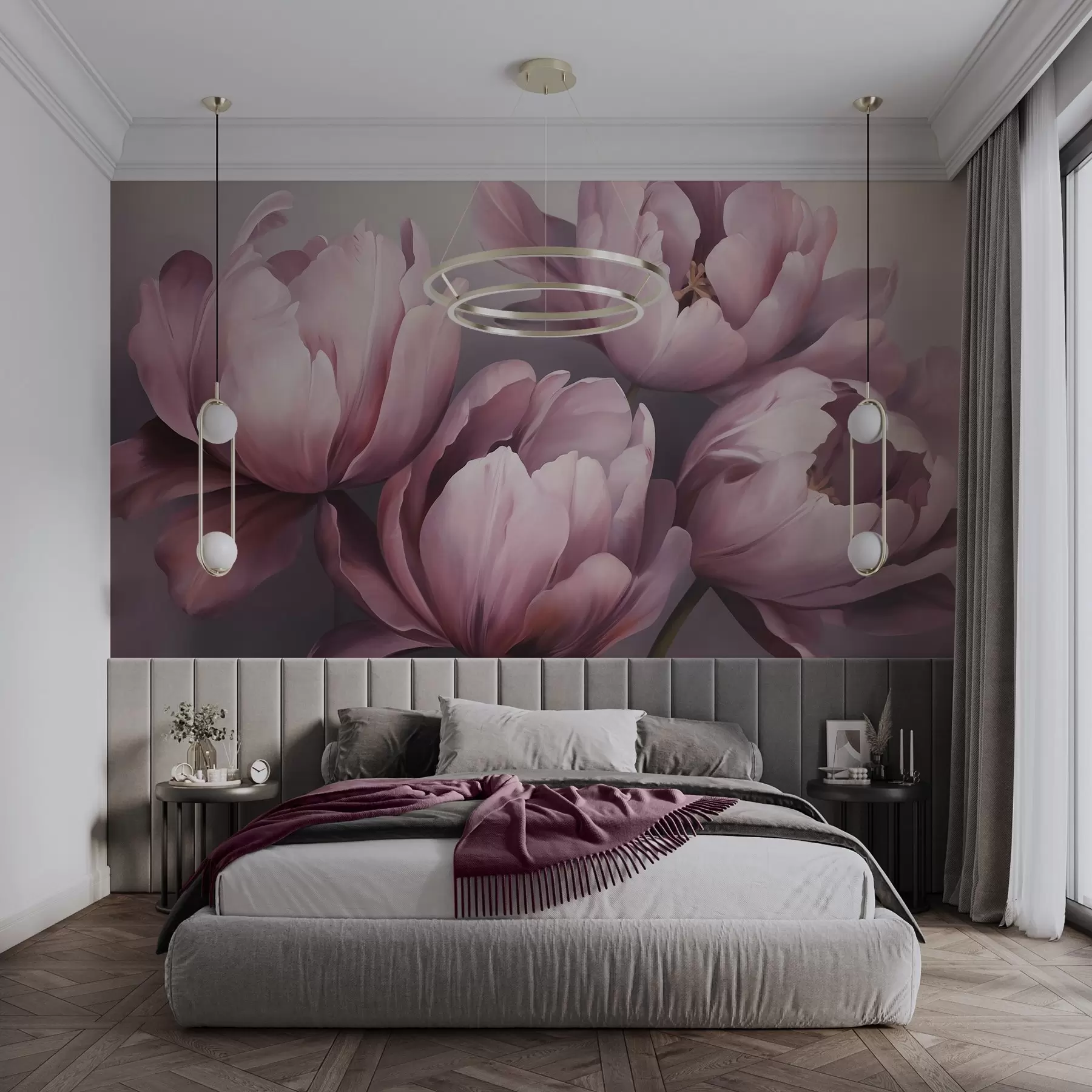 murales de pared Cuadro abstracto con motivos de tulipanes w05593