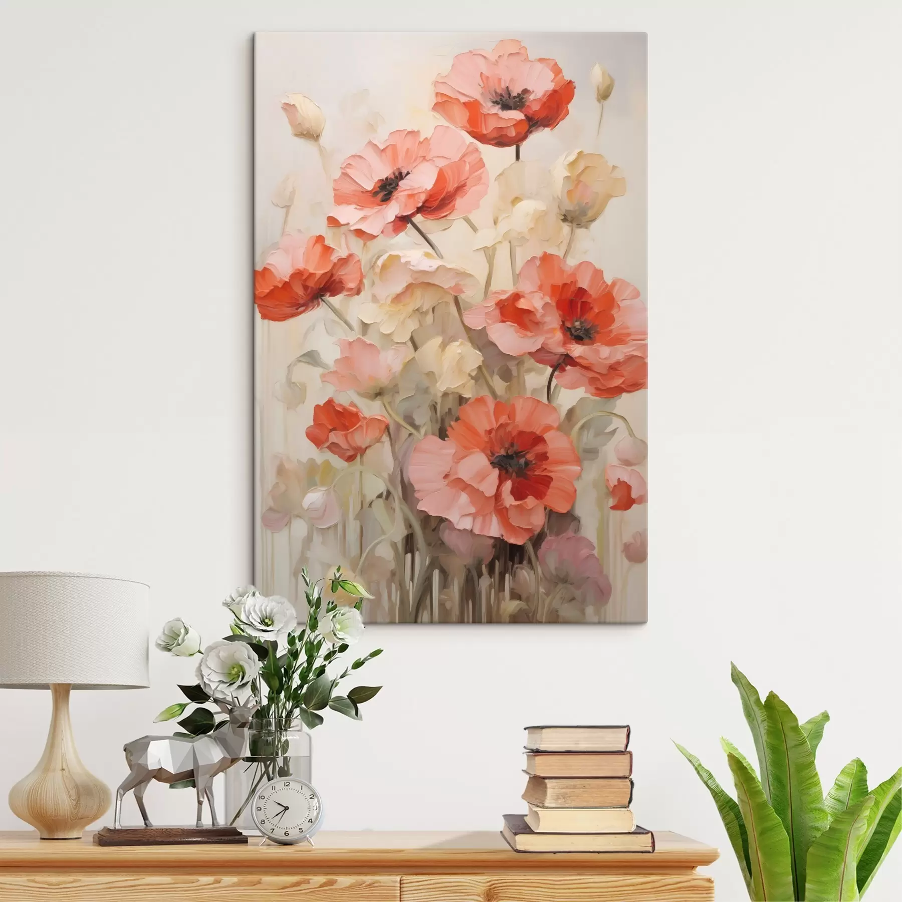 murales de pared Pintura imitación amapolas s49066