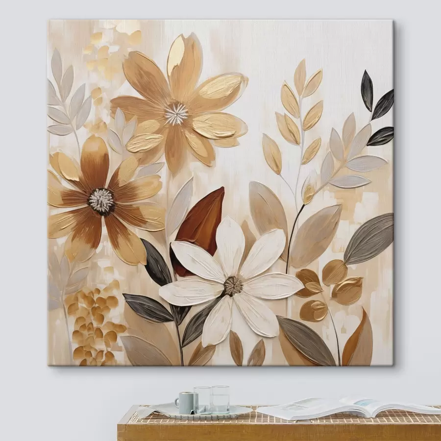 murales de pared Flores estilizadas, imitación de pintura s49071