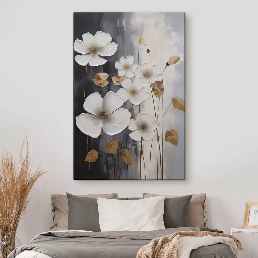murales de pared Abstracción con flores: imitación de una pintura s49078