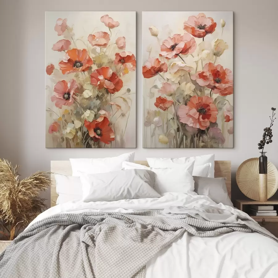 murales de pared Pintura imitación amapolas m30446