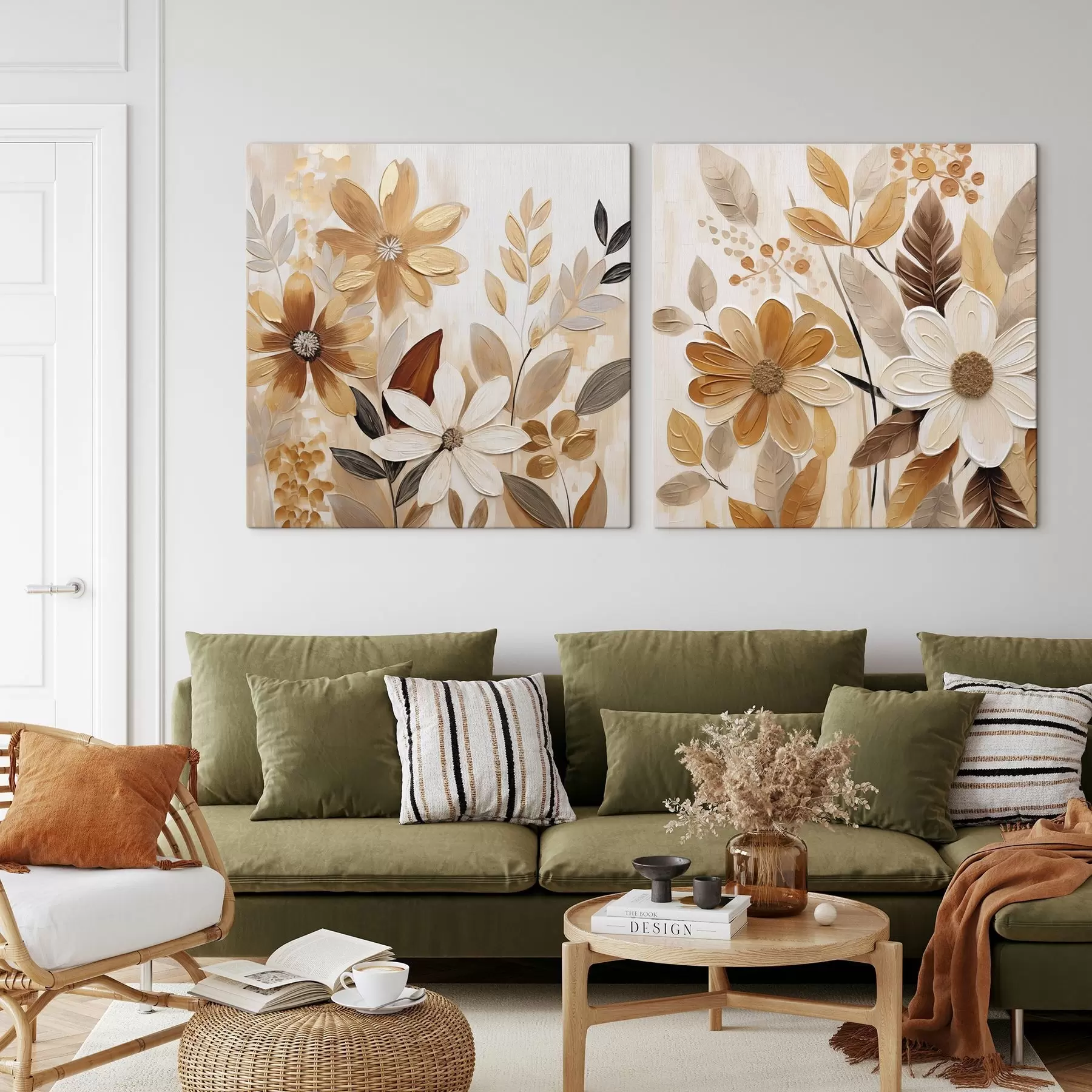 murales de pared Flores estilizadas, imitación de pintura m30449