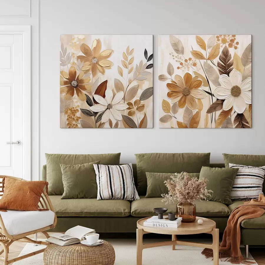 murales de pared Flores estilizadas, imitación de pintura m30449