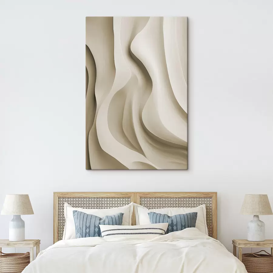 murales de pared Formas onduladas abstractas en tonos beige con curvas suaves; arte moderno y minimalista s49150