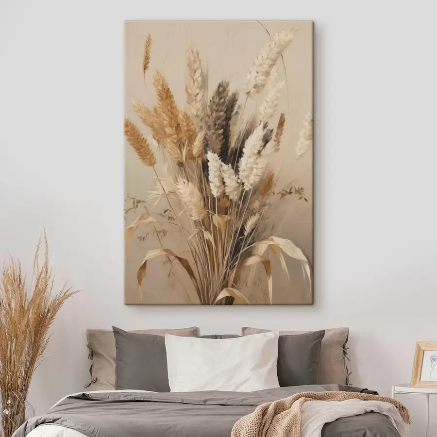 murales de pared Trigo seco y hierba de la pampa en diversos tonos de beige y marrón s49163