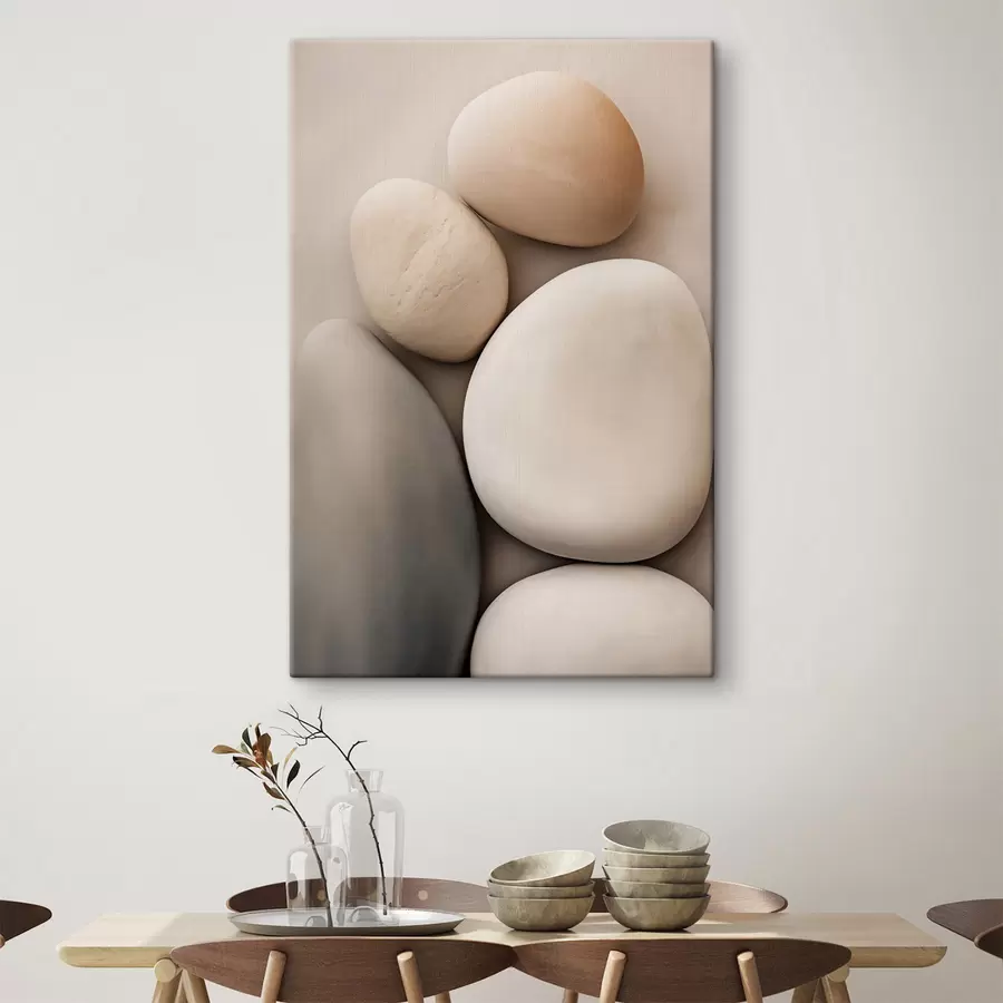 murales de pared Piedras lisas y redondeadas en diversos tonos neutros, minimalismo s49171