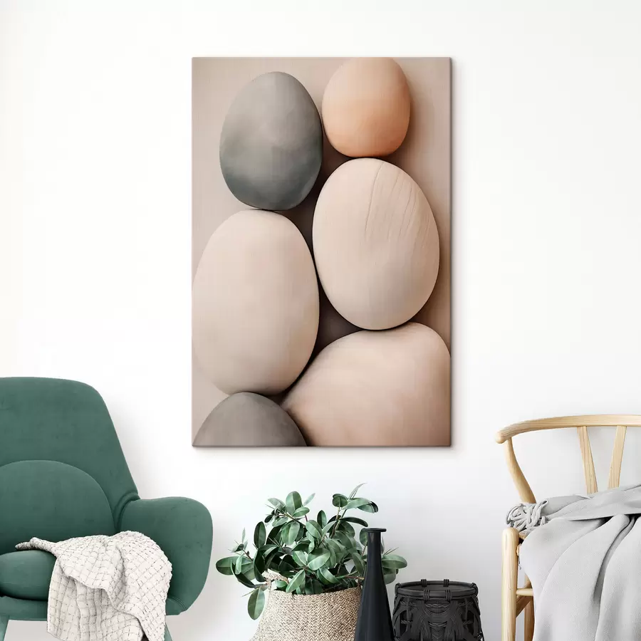 murales de pared Piedras lisas y redondeadas en diversos tonos neutros, minimalismo s49172