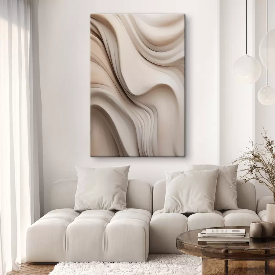 murales de pared Texturas fluidas y abstractas en tonos crema y beige con sombras suaves s49176
