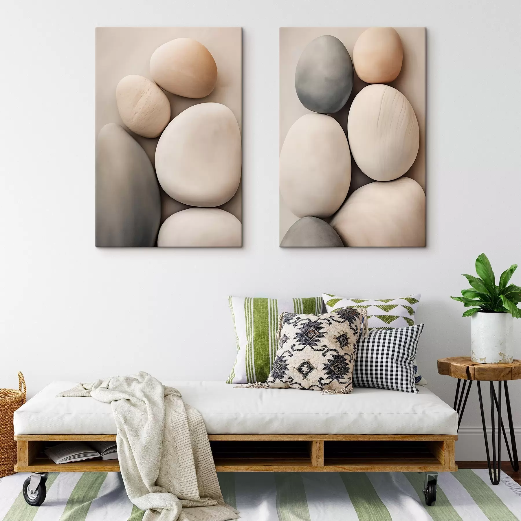 murales de pared Piedras lisas y redondeadas en diversos tonos neutros, minimalismo m30482