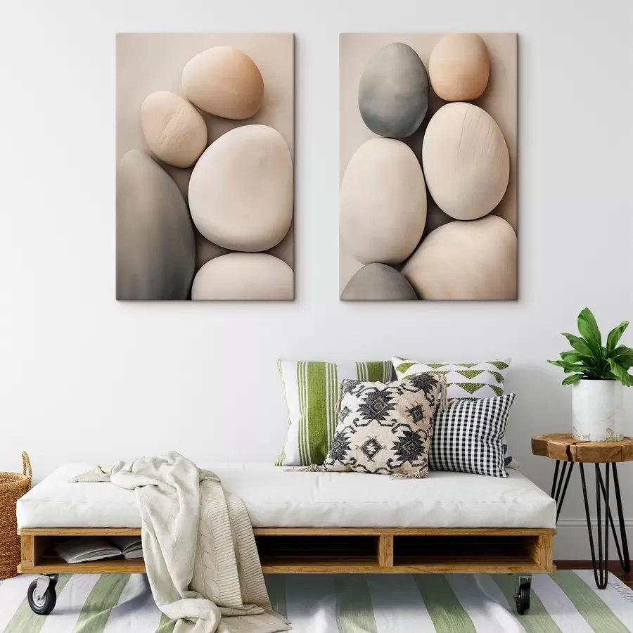 murales de pared Piedras lisas y redondeadas en diversos tonos neutros, minimalismo m30482