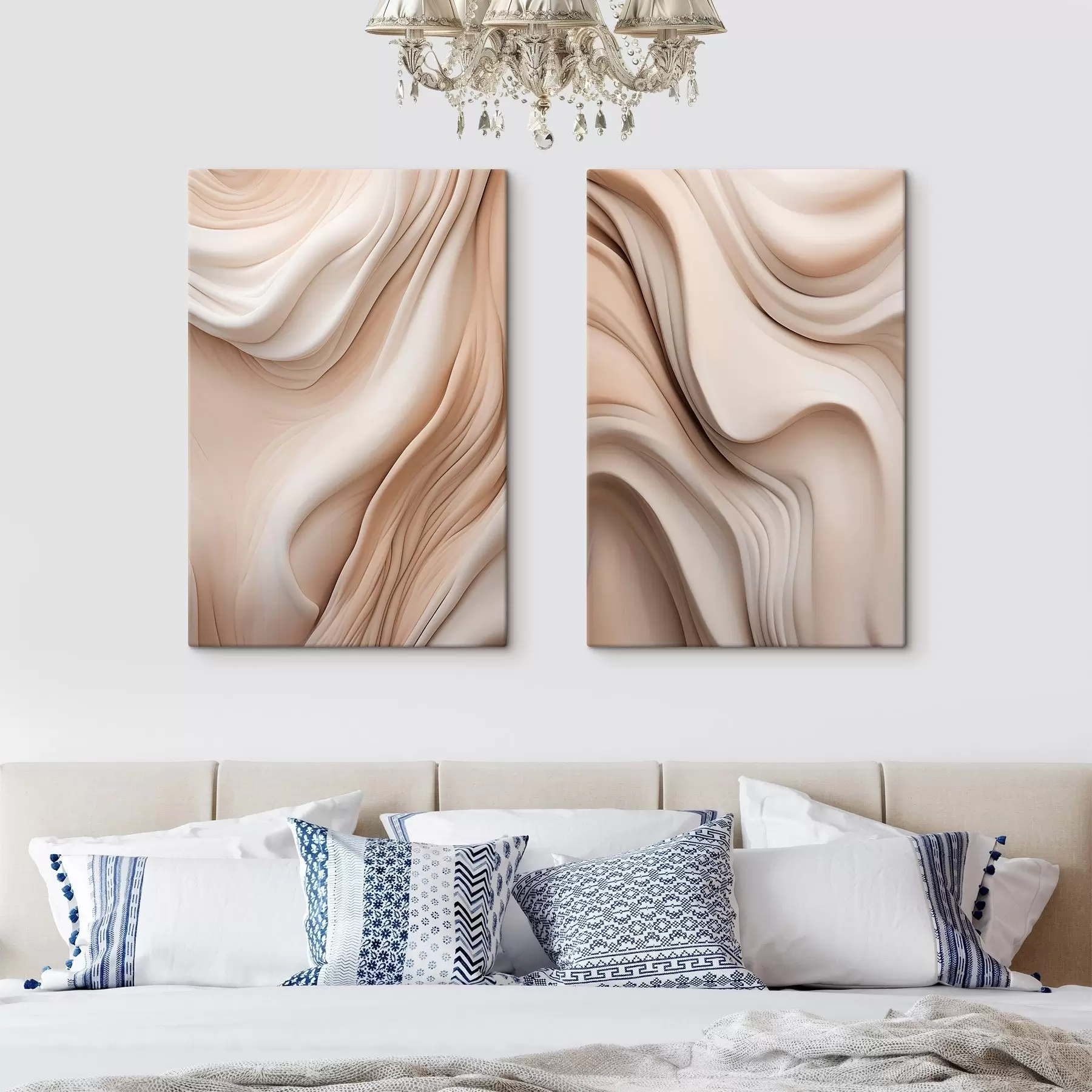 murales de pared Texturas fluidas y abstractas en tonos crema y beige con sombras suaves m30484