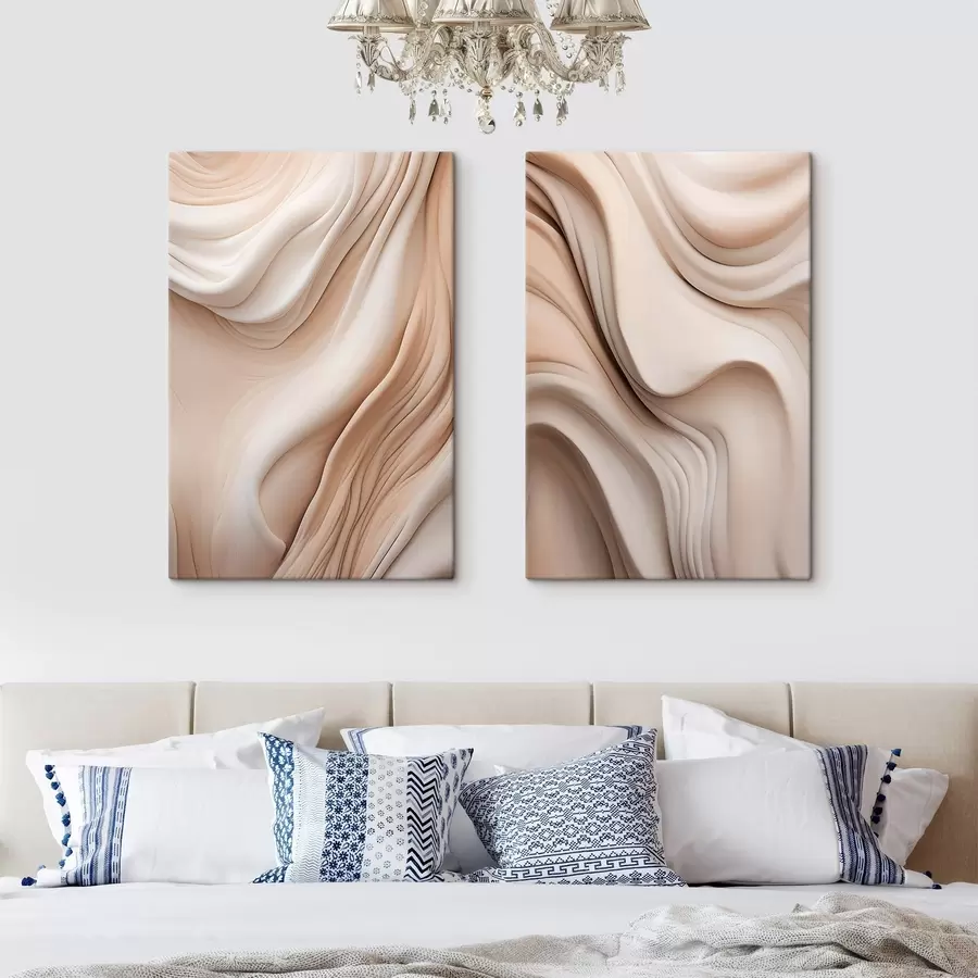 murales de pared Texturas fluidas y abstractas en tonos crema y beige con sombras suaves m30484
