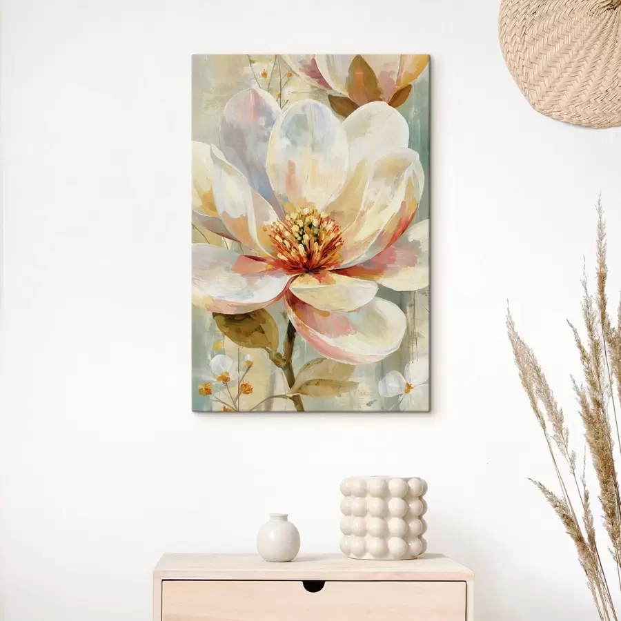 murales de pared Una delicada flor pintada con pinceladas en tonos pastel s49182