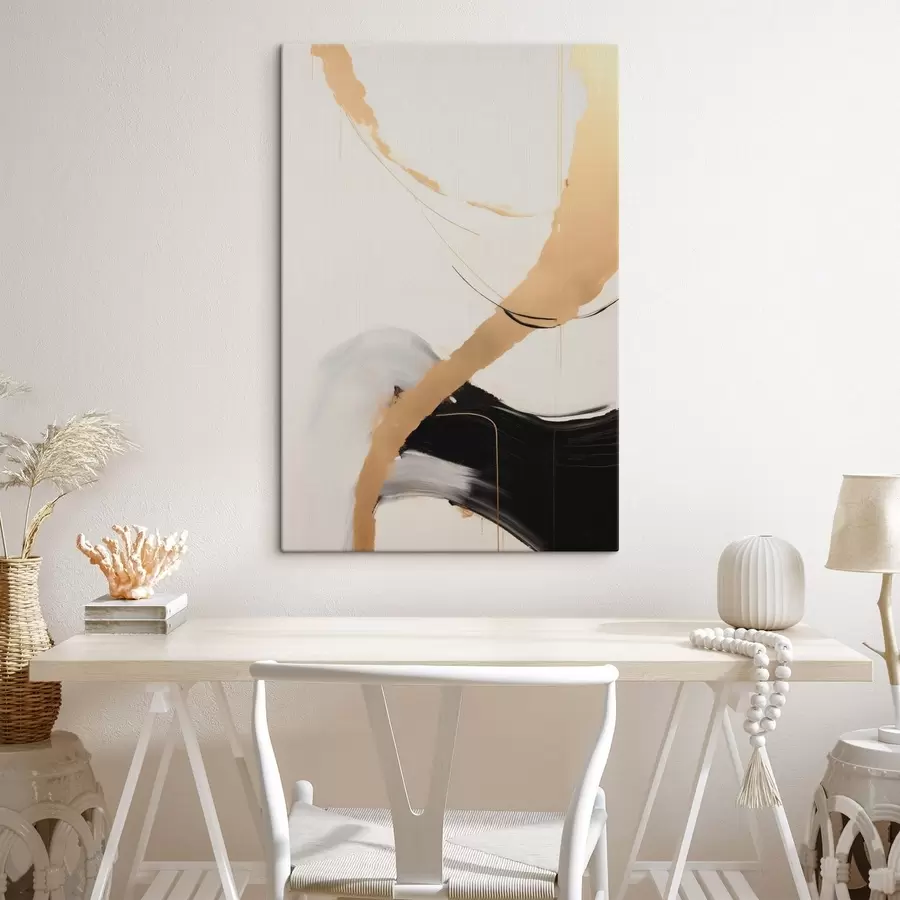 murales de pared Trazos abstractos en tonos beige y negro s49189
