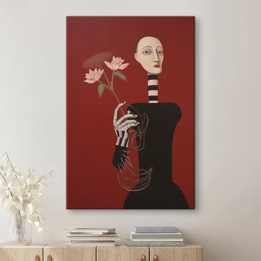 murales de pared Retrato estilizado de una mujer con flores s49190