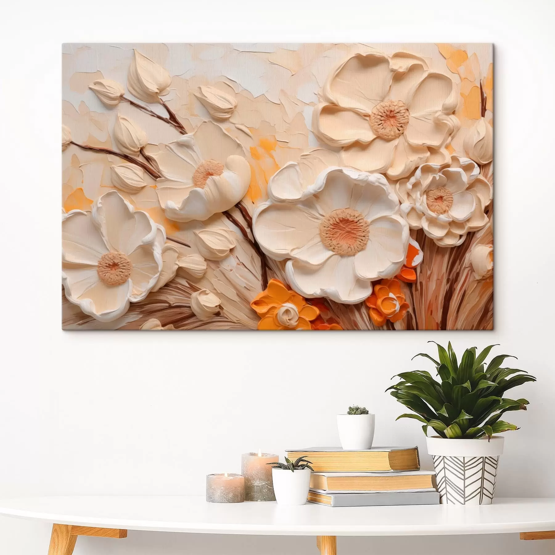 murales de pared Flores claras con textura y trazos superpuestos s49193
