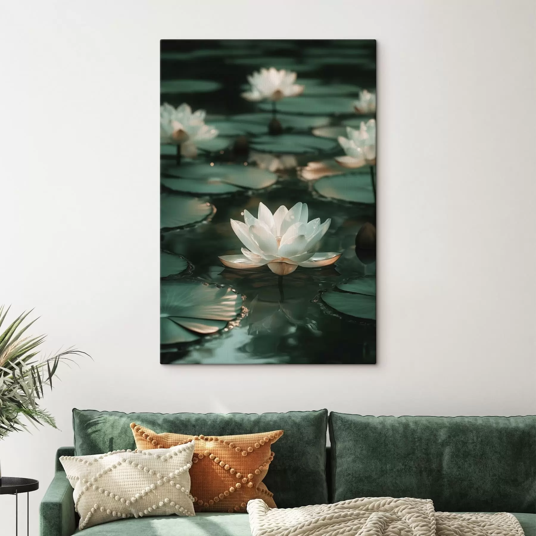 murales de pared Pálidas flores de loto sobre aguas oscuras s49197