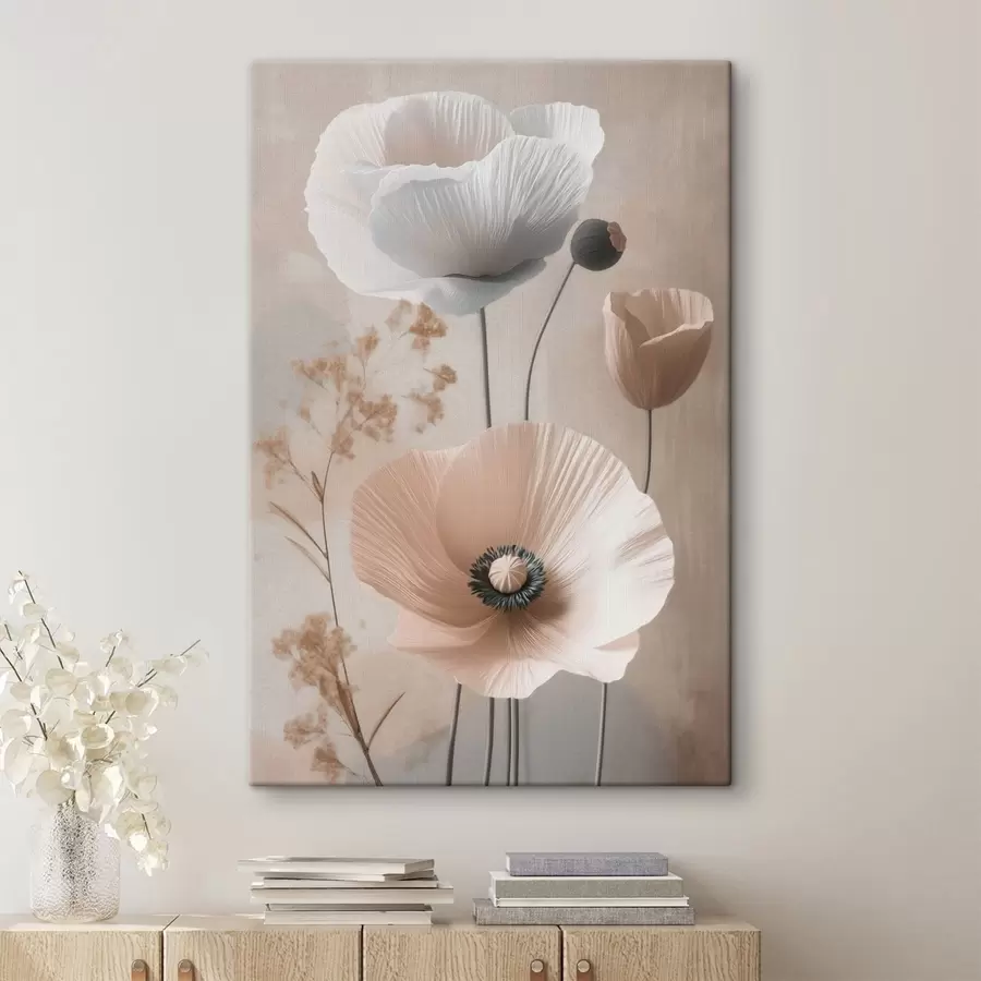murales de pared Delicadas amapolas con ramas secas s49201