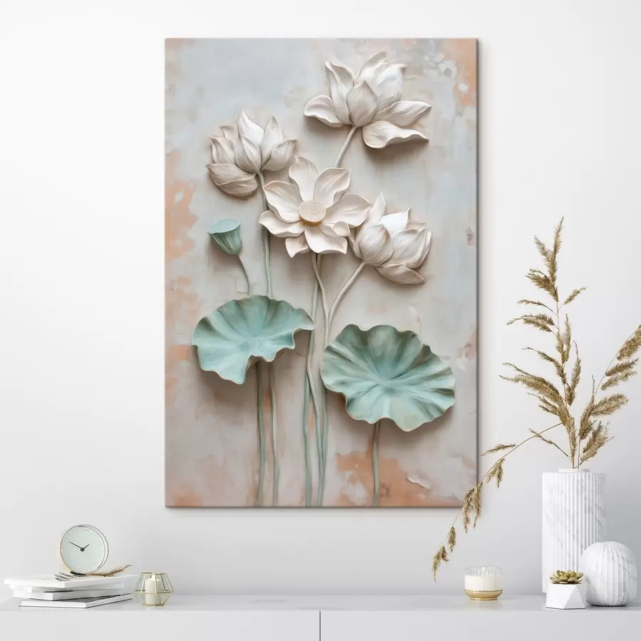 murales de pared Lotos de tonos pálidos en suaves tonos pastel s49205