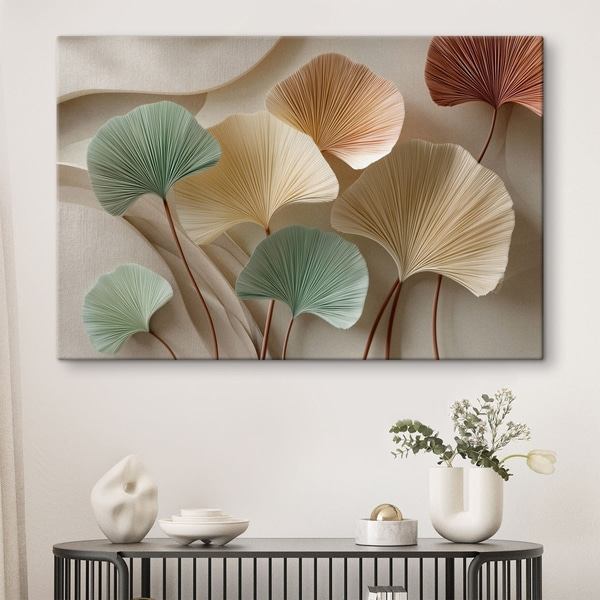 Hojas de ginkgo estilizadas en tonos suaves