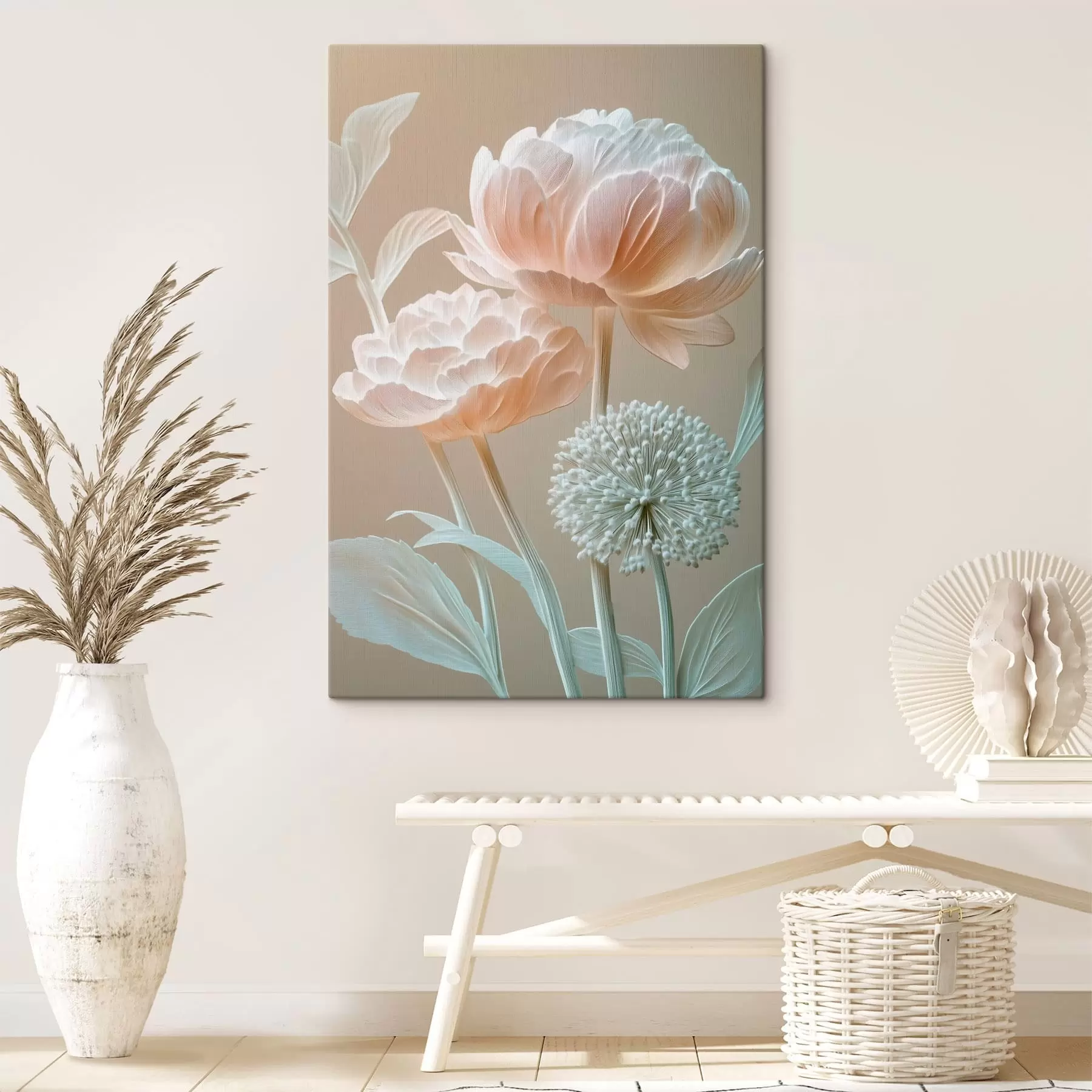 murales de pared Flores delicadas y pálidas con pétalos de textura marcada s49208