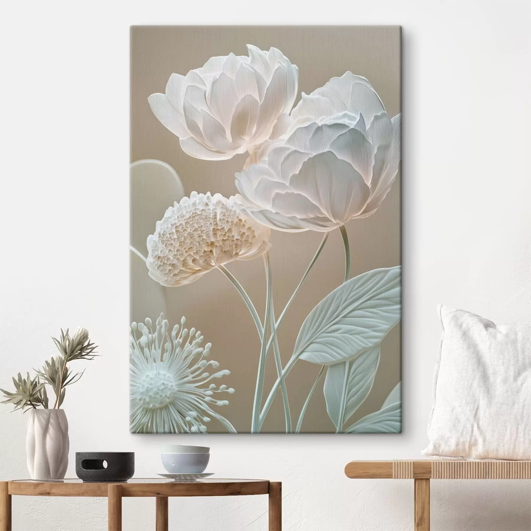 murales de pared Flores de color pálido con pétalos de textura delicada s49209