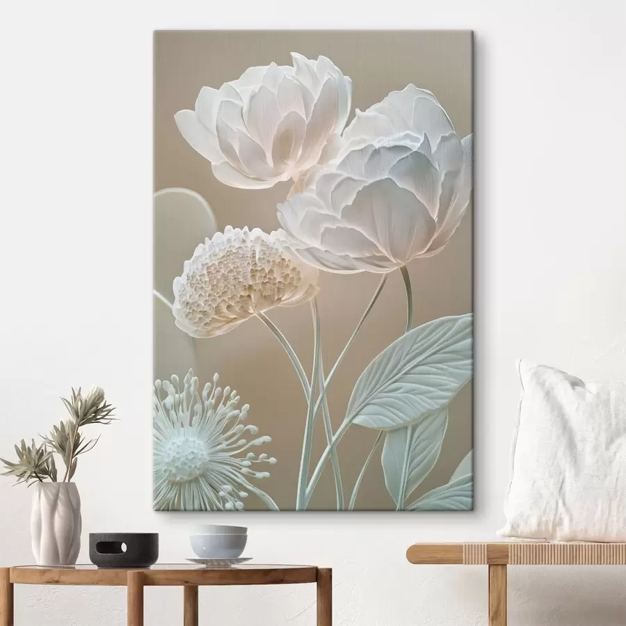 murales de pared Flores de color pálido con pétalos de textura delicada s49209