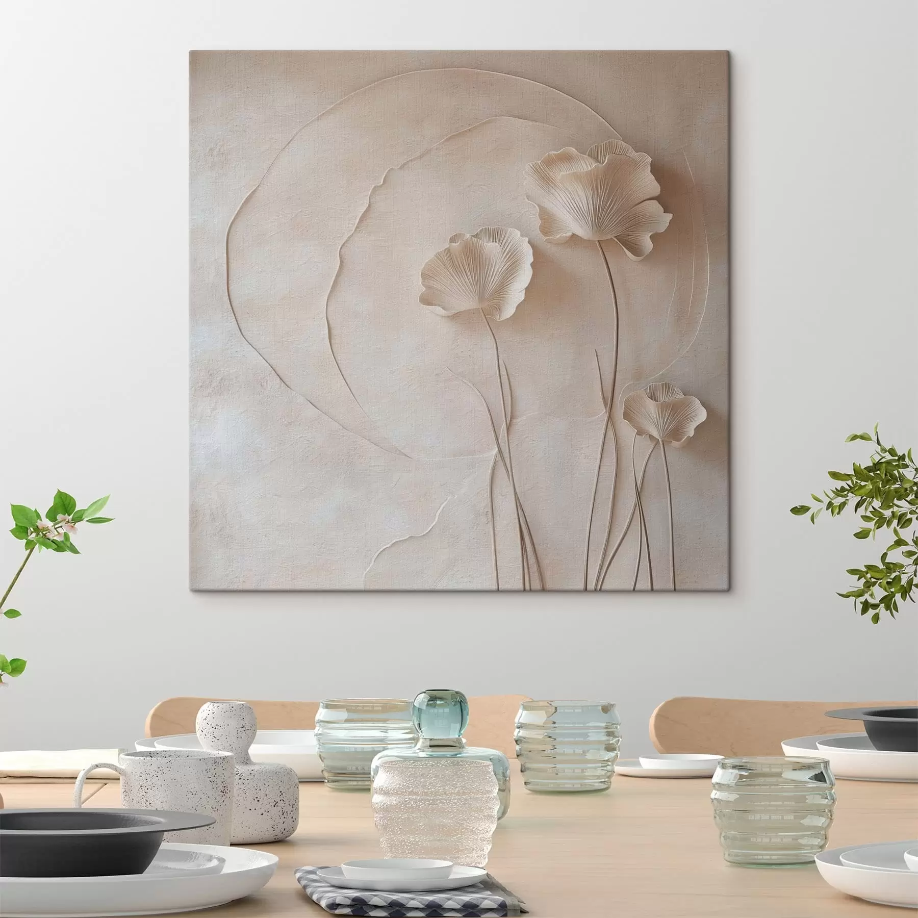 murales de pared Flores discretas sobre un fondo de textura ligera s49211
