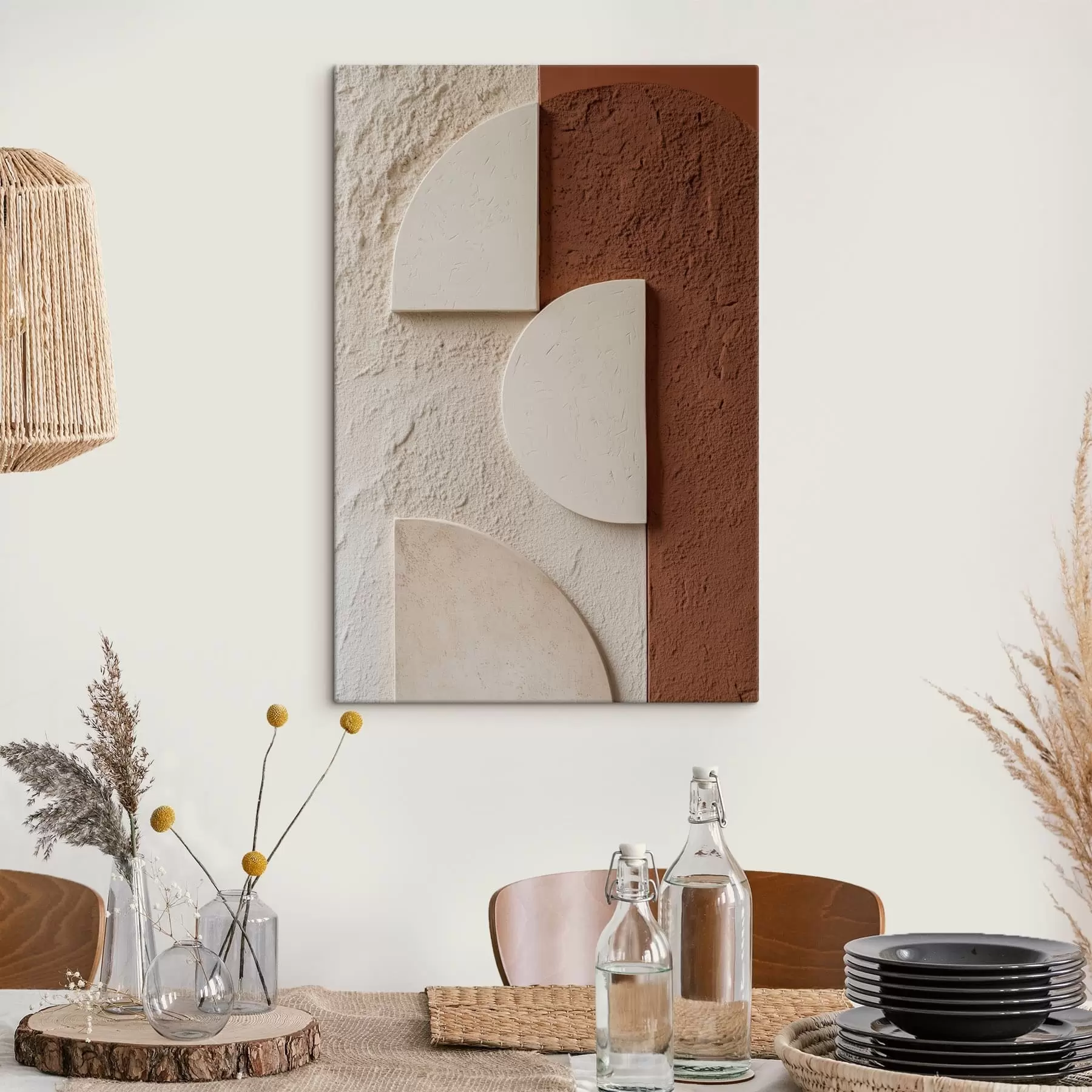 murales de pared Elementos geométricos en tonos naturales cálidos s49213