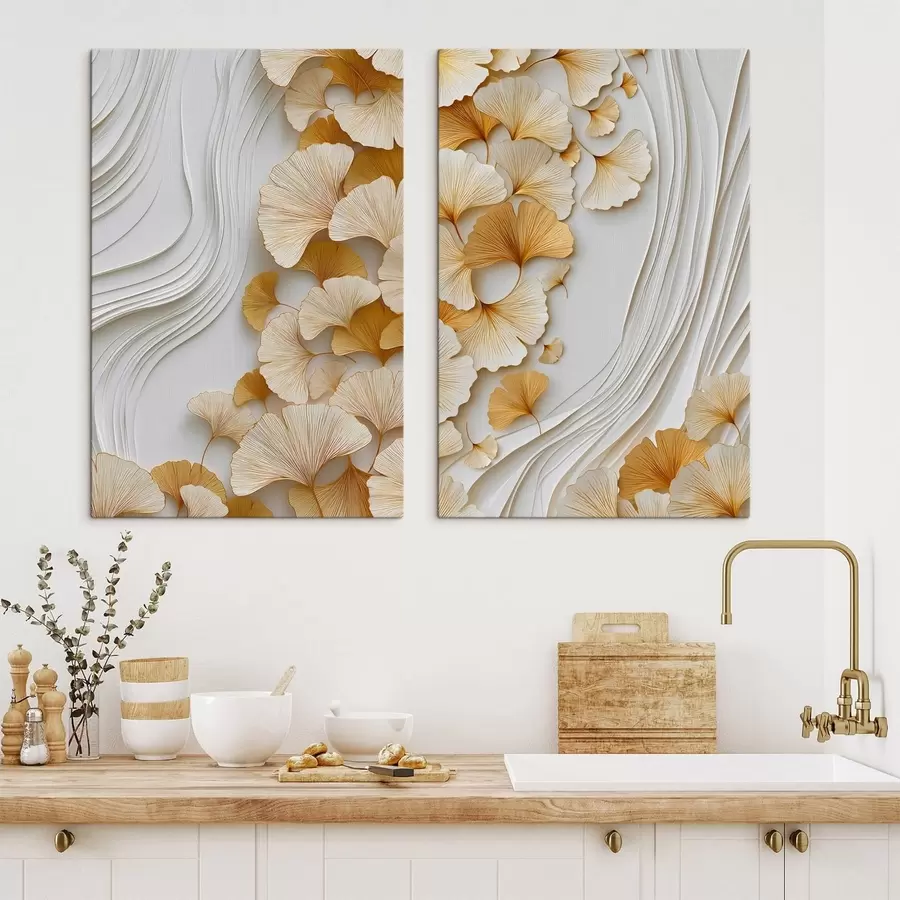 murales de pared Una abstracción con hojas de ginkgo m30396