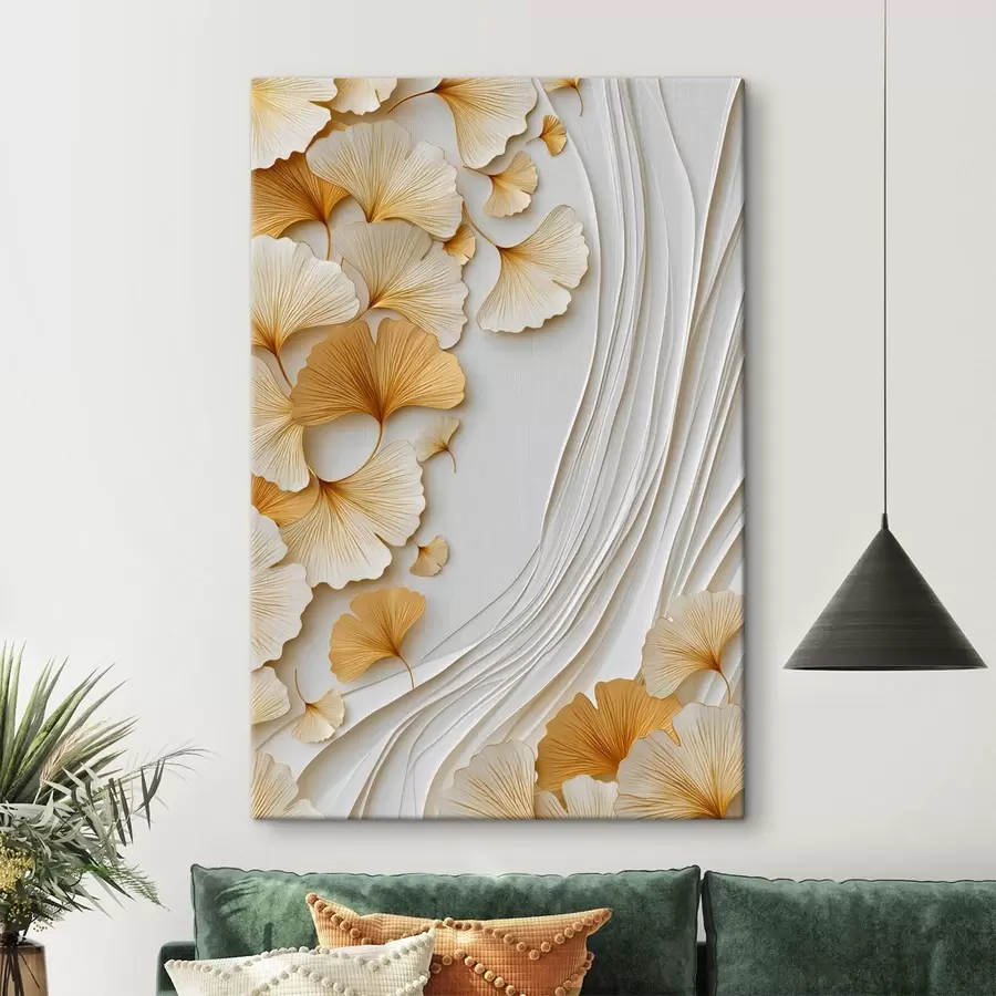 murales de pared Una abstracción con hojas de ginkgo s49117