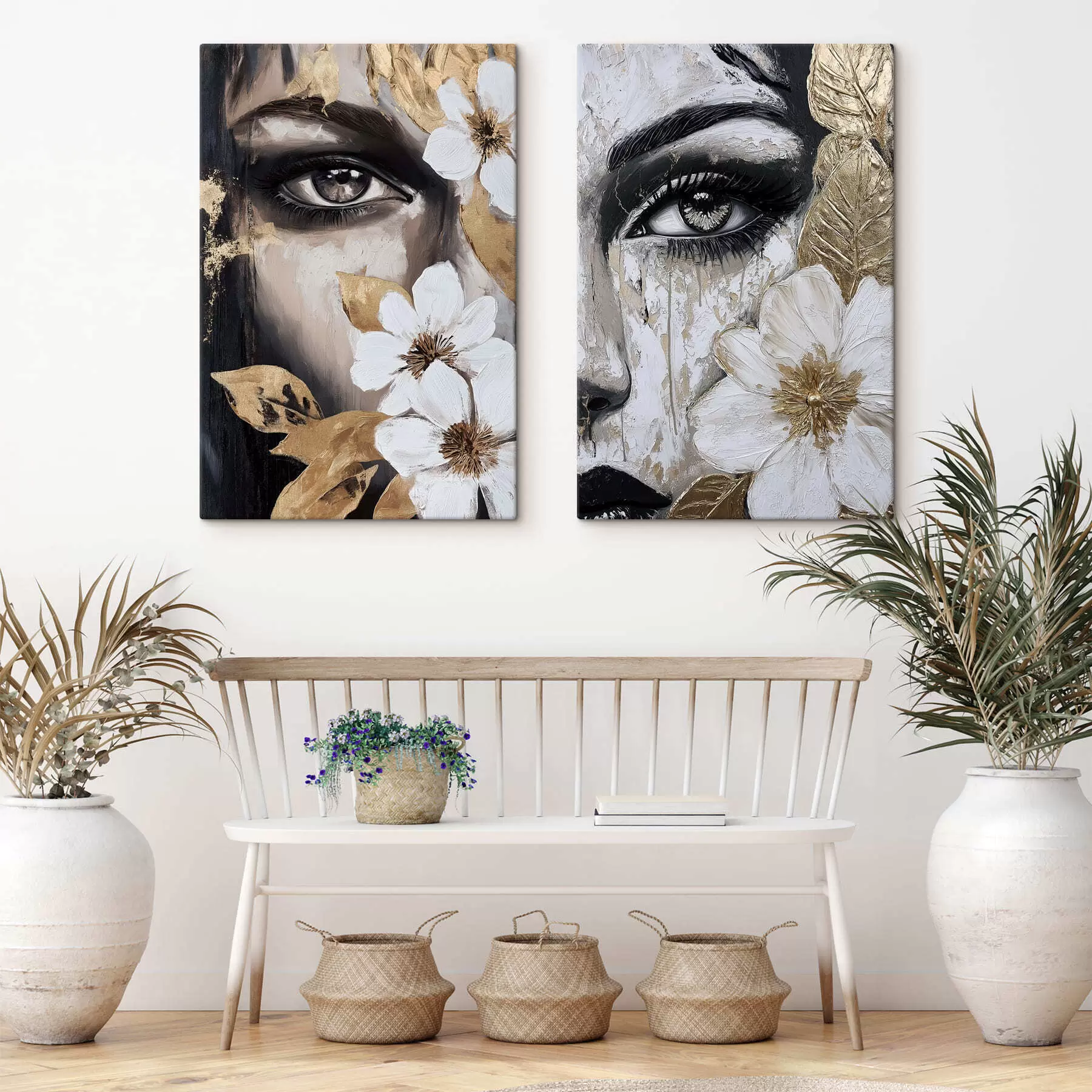 murales de pared Rostros abstractos con flores m30495