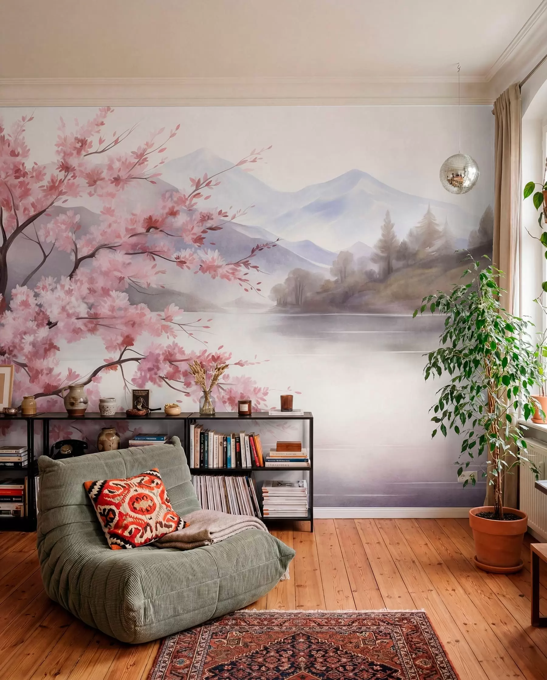 murales de pared Floración junto al lago w09870