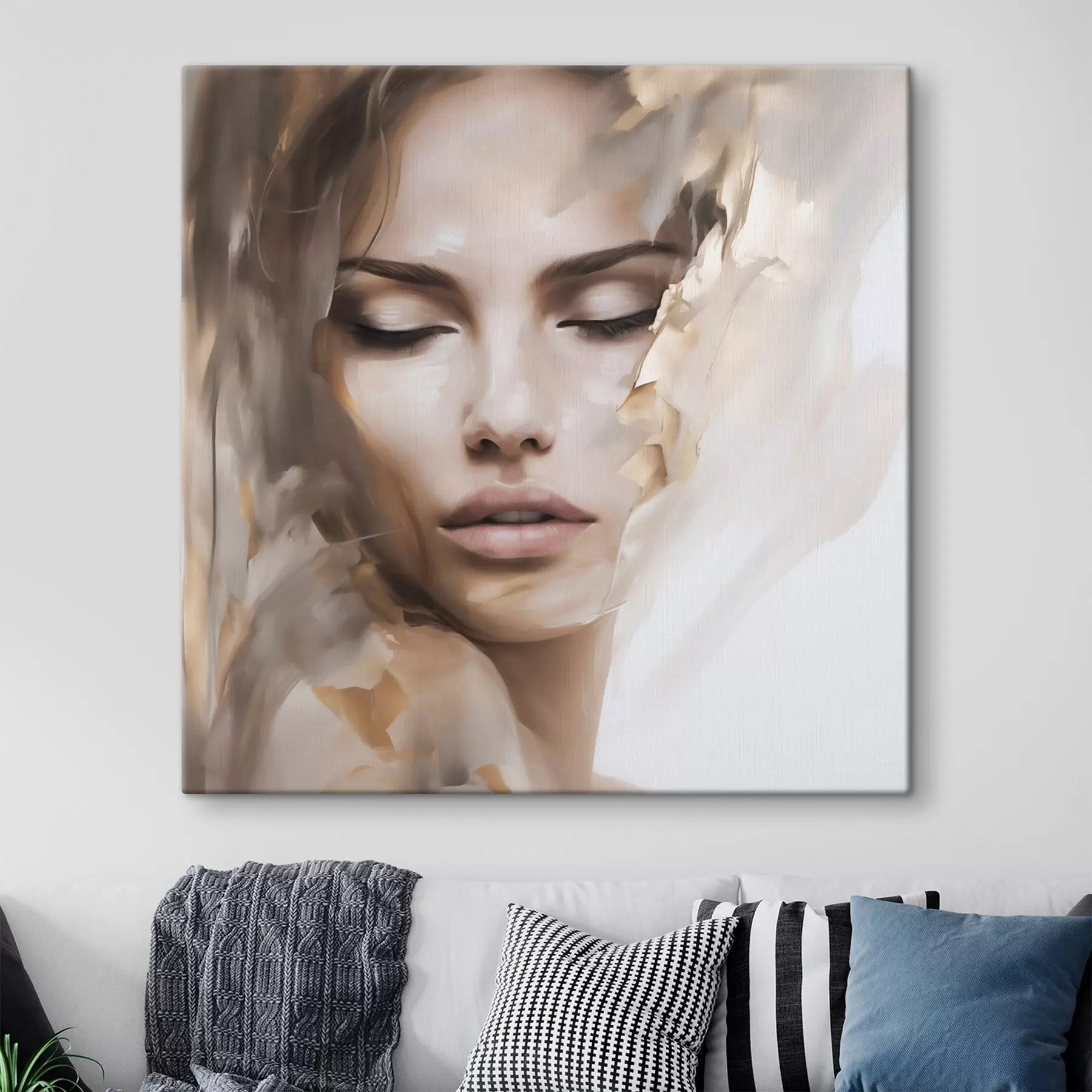 murales de pared Retrato abstracto de una mujer, imitación de una pintura s49132