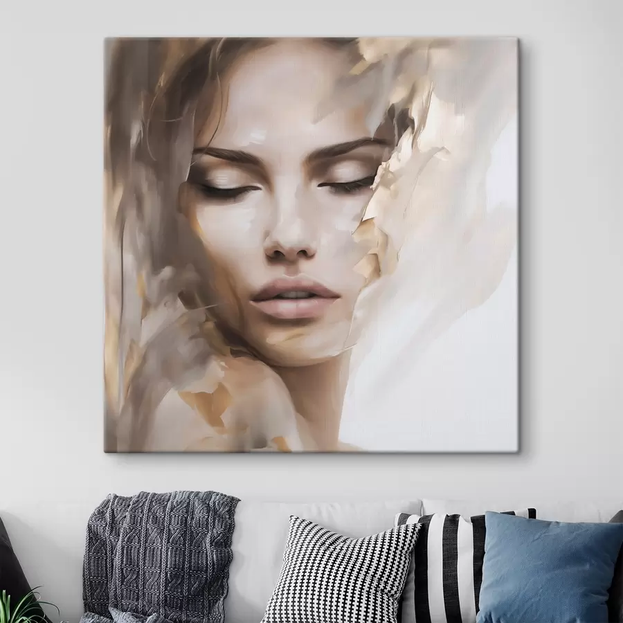 murales de pared Retrato abstracto de una mujer, imitación de una pintura s49132